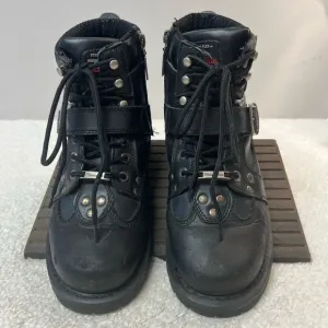 Milwaukee Motorcycle Clothing Women’s Leather Black Road Captain Boots Size:8.5