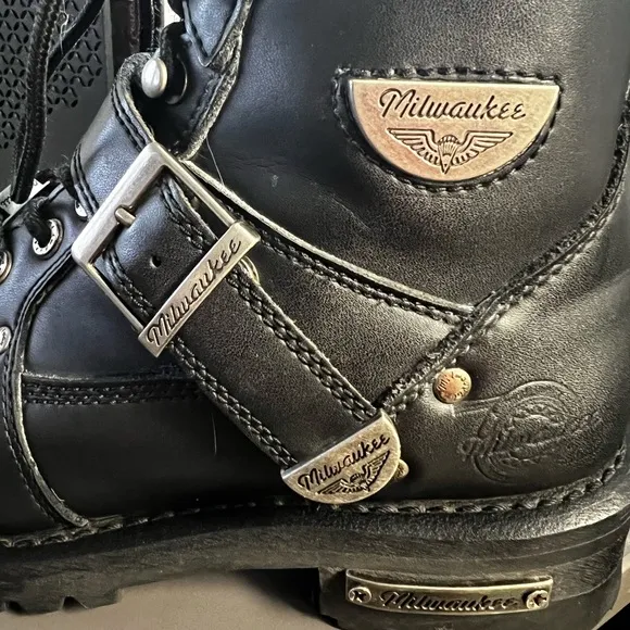 Milwaukee Motorcycle Clothing Women’s Leather Black Road Captain Boots Size:8.5