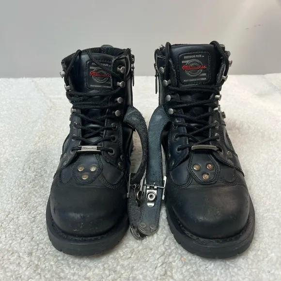 Milwaukee Motorcycle Clothing Women’s Leather Black Road Captain Boots Size:8.5