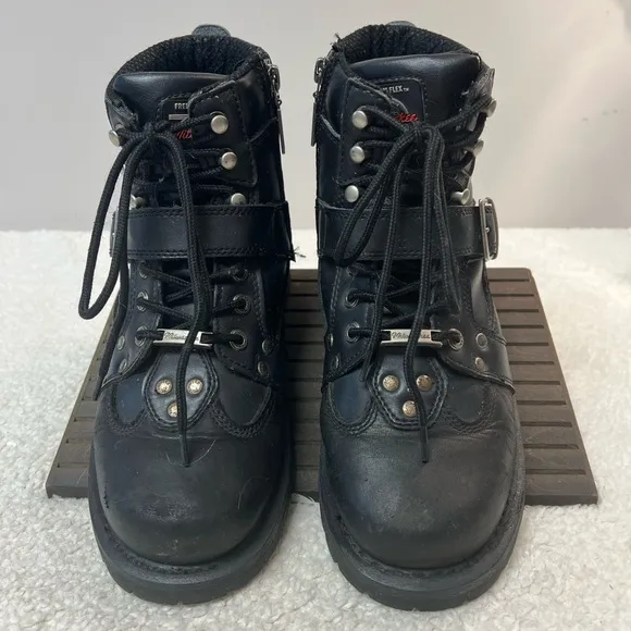 Milwaukee Motorcycle Clothing Women’s Leather Black Road Captain Boots Size:8.5