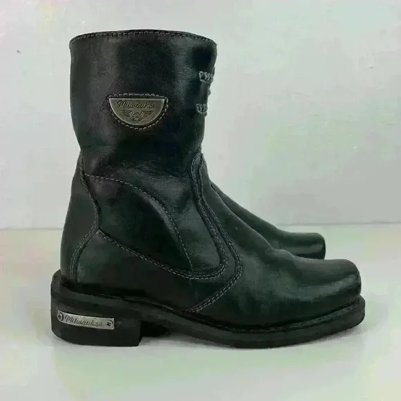 Milwaukee Women's Motorcycle Boots Size 6.5 Black Shifter Side-zip