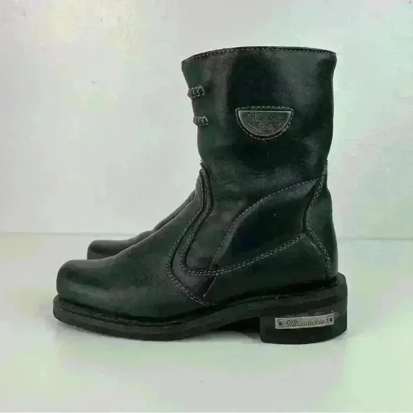 Milwaukee Women's Motorcycle Boots Size 6.5 Black Shifter Side-zip