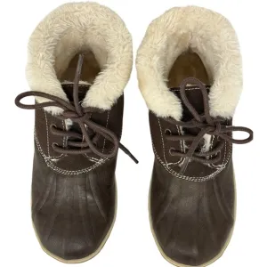 Minnetonka Tega Duck Boots Faux Fur Lined Ankle Booties Size 6