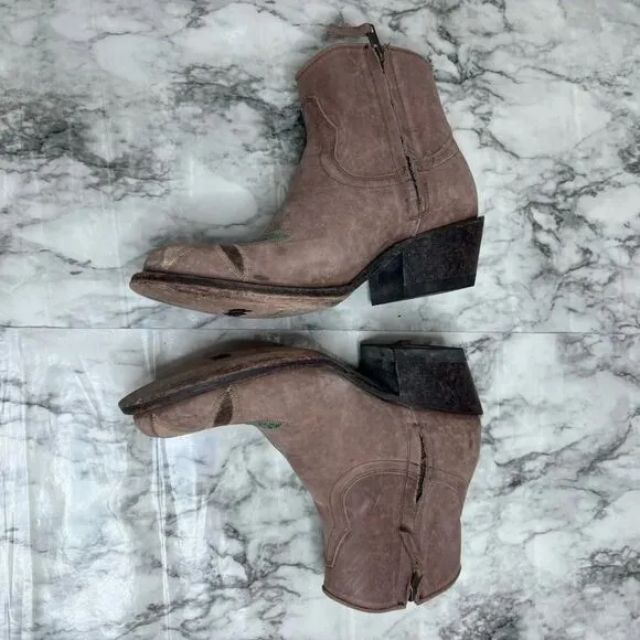 Miss Macie Ladies Pedal Pusher Booties Leather Ankle Boots floral embroidered 9
