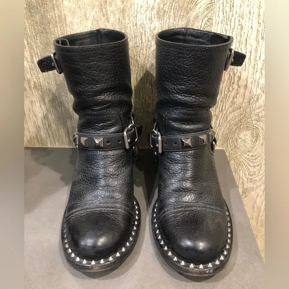 Miu Miu Moto Boots - Black Leather - 39