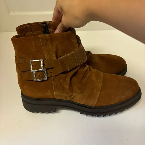 Miz Mooz FANLEY Suede Buckled Ankle Boots Sz 41/US 10-9.5