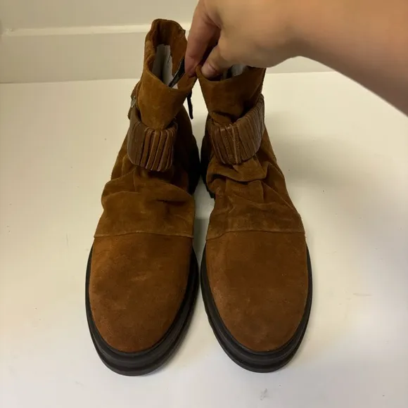 Miz Mooz FANLEY Suede Buckled Ankle Boots Sz 41/US 10-9.5
