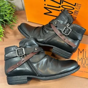 Miz Mooz Lagos Leather Buckled Ankle Boots Size 38