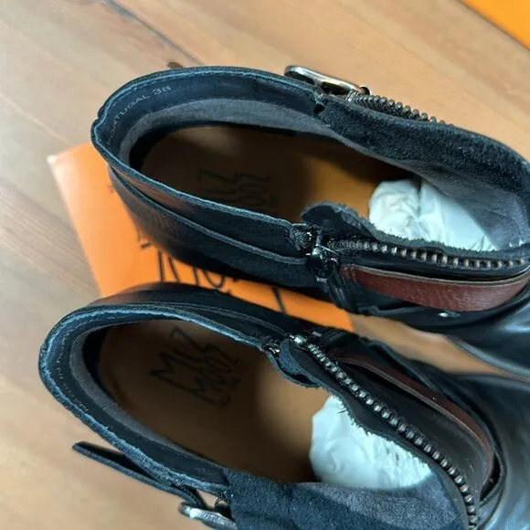 Miz Mooz Lagos Leather Buckled Ankle Boots Size 38