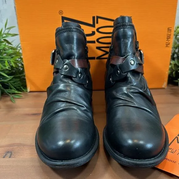 Miz Mooz Lagos Leather Buckled Ankle Boots Size 38