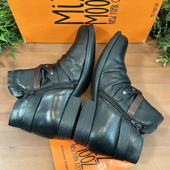 Miz Mooz Lagos Leather Buckled Ankle Boots Size 38