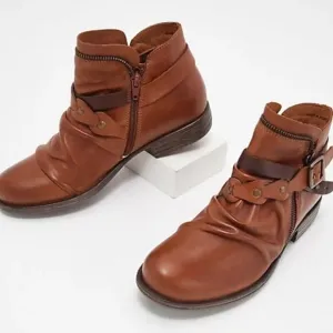 Miz Mooz Lagos Leather Wide Width Buckled Ankle Boots Size 38W