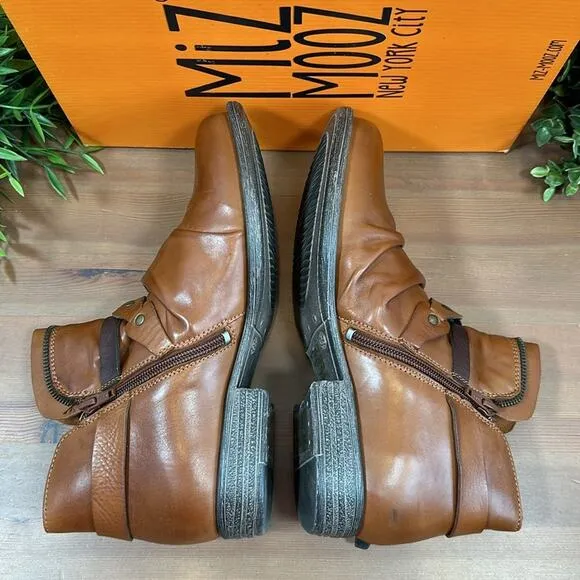Miz Mooz Lagos Leather Wide Width Buckled Ankle Boots Size 38W