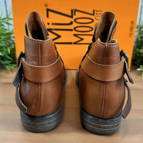 Miz Mooz Lagos Leather Wide Width Buckled Ankle Boots Size 38W