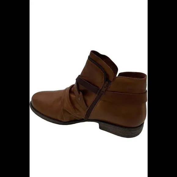 Miz Mooz Leather Wide Width Buckled Ankle Boots Lagos Brandy - Wide