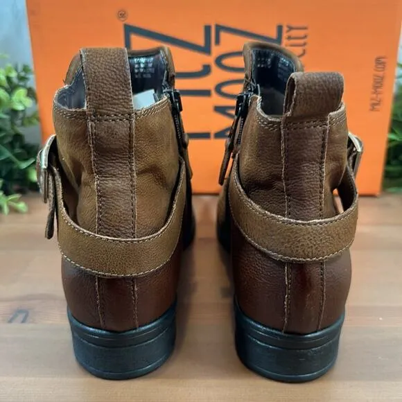 Miz Mooz Suzy Wide Width Leather Ankle Boots with Buckle Size 38W