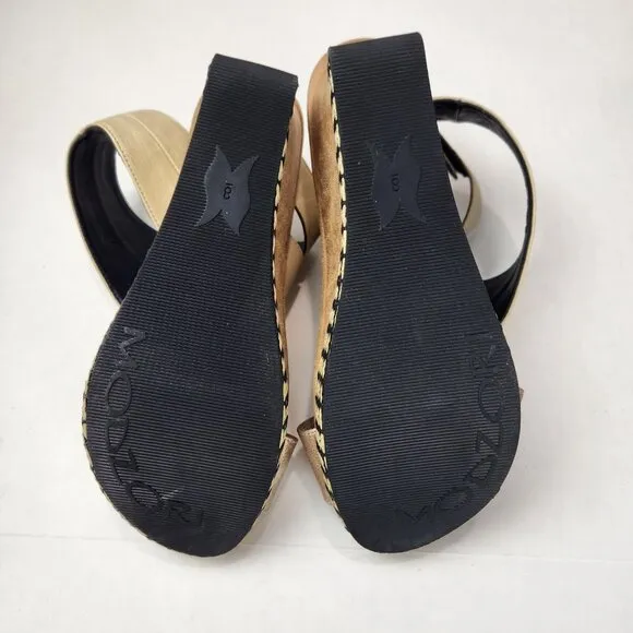 Modzori Olivia 4 Reversibles 4-Way Wedge Sandals 8 Cream Black Vegan Leather