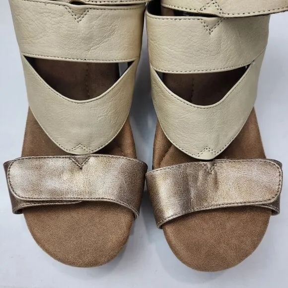Modzori Olivia 4 Reversibles 4-Way Wedge Sandals 8 Cream Black Vegan Leather