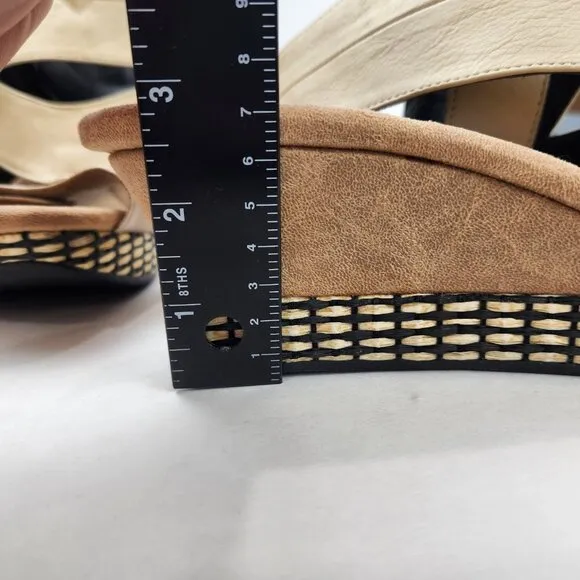 Modzori Olivia 4 Reversibles 4-Way Wedge Sandals 8 Cream Black Vegan Leather