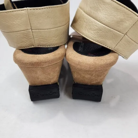 Modzori Olivia 4 Reversibles 4-Way Wedge Sandals 8 Cream Black Vegan Leather