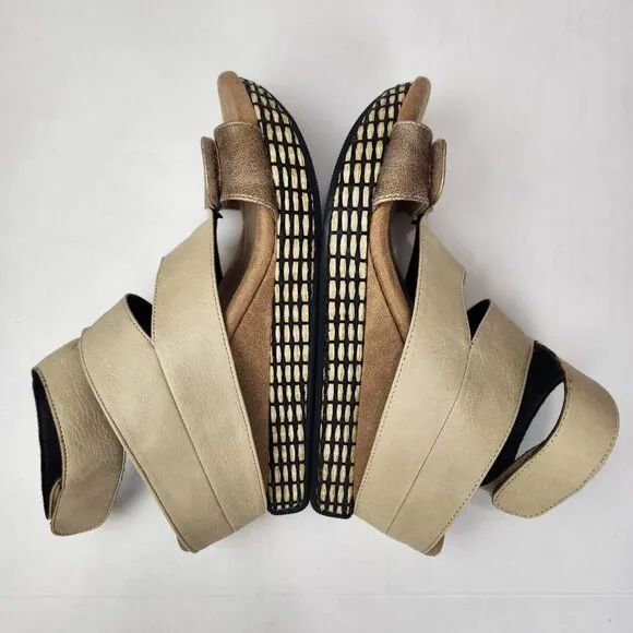 Modzori Olivia 4 Reversibles 4-Way Wedge Sandals 8 Cream Black Vegan Leather