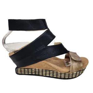 Modzori Olivia 4 Reversibles 4-Way Wedge Sandals 8 Cream Black Vegan Leather