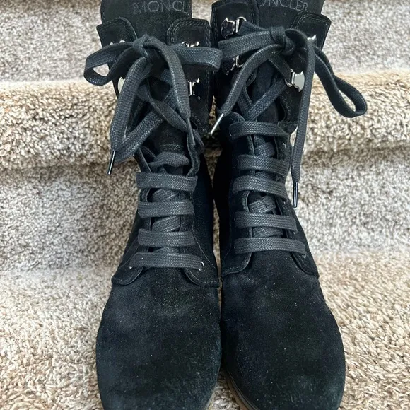 Moncler Women's Black Lace-Up Boots