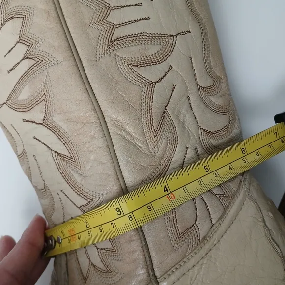 Montana Western Cowboy Boots Ostrich And Leather Beige Snip Toe Mens Size 8B