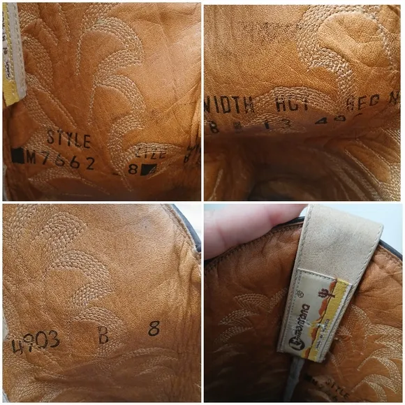 Montana Western Cowboy Boots Ostrich And Leather Beige Snip Toe Mens Size 8B