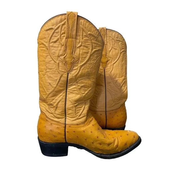 Montenegro Mens Limited Edition Ostrich Leather Western Boots US Size 8.5