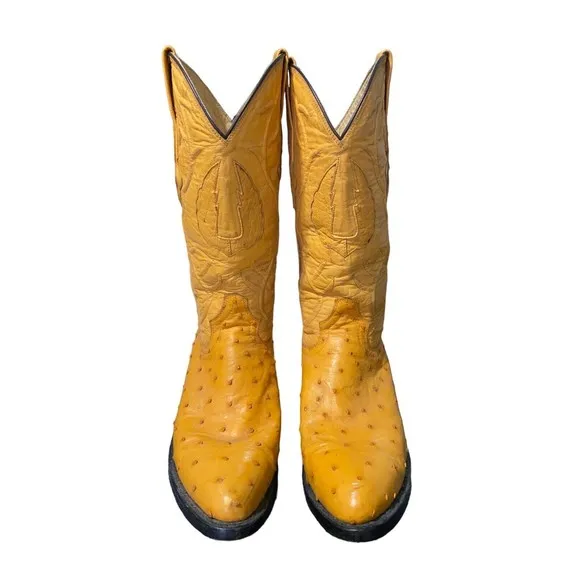 Montenegro Mens Limited Edition Ostrich Leather Western Boots US Size 8.5