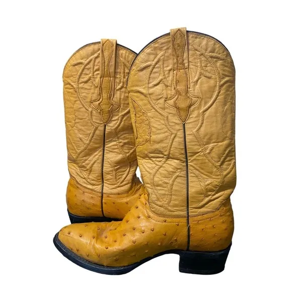 Montenegro Mens Limited Edition Ostrich Leather Western Boots US Size 8.5