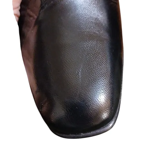 Monticatini Black Leather Ankle Boots  Women's Block Heel Booties size 10.5
