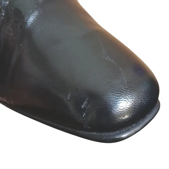 Monticatini Black Leather Ankle Boots  Women's Block Heel Booties size 10.5
