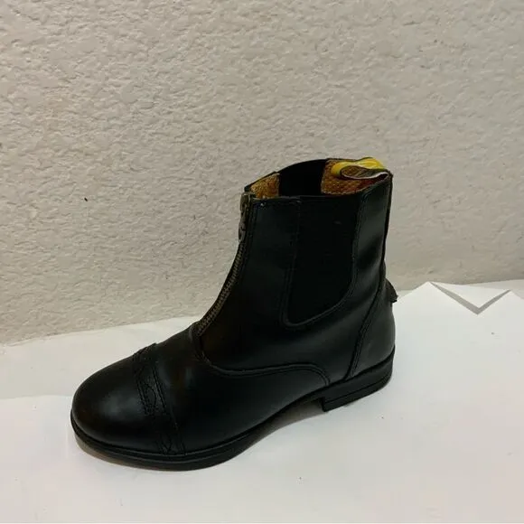 Moretta Rosetta black front zip girls size 4 ankle boots