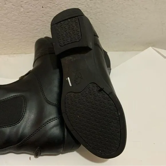 Moretta Rosetta black front zip girls size 4 ankle boots