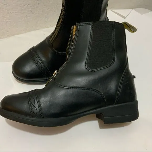 Moretta Rosetta black front zip girls size 4 ankle boots