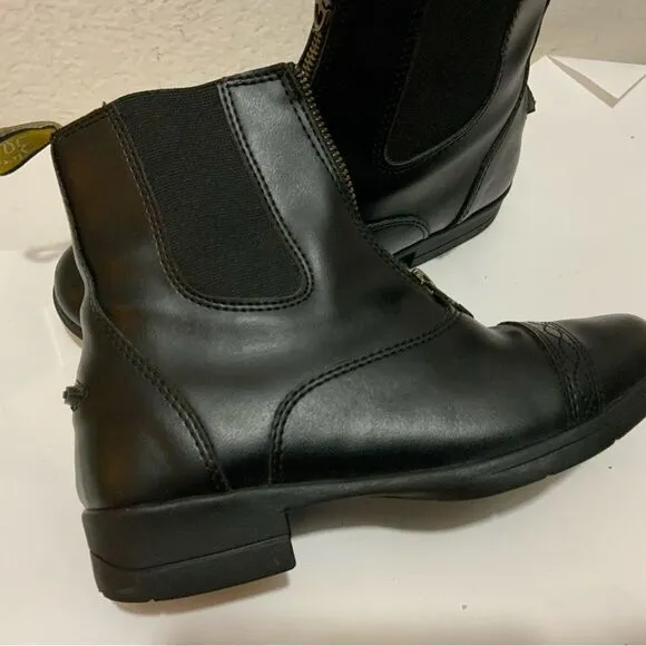 Moretta Rosetta black front zip girls size 4 ankle boots