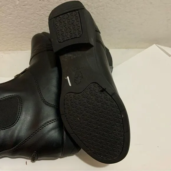 Moretta Rosetta black front zip girls size 4 ankle boots