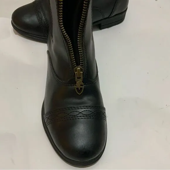 Moretta Rosetta black front zip girls size 4 ankle boots