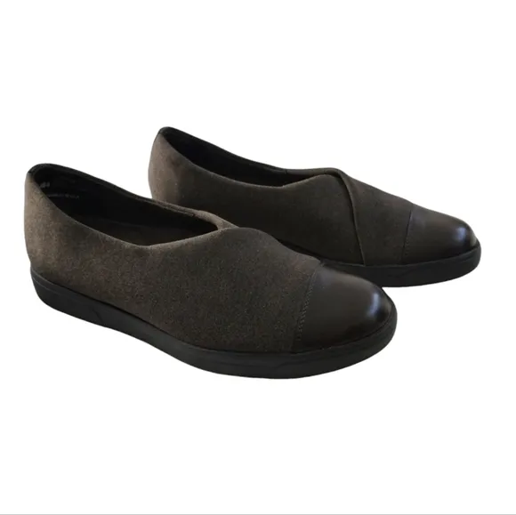 Munro American Womens Plum Grey Stretch Fabric Slip-On Comfort Shoe Corpcore 7½W