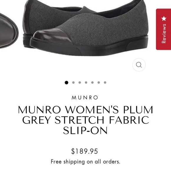 Munro American Womens Plum Grey Stretch Fabric Slip-On Comfort Shoe Corpcore 7½W