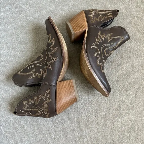 Myra ALBA Roja Western Ankle Boots Coffee ~ 10