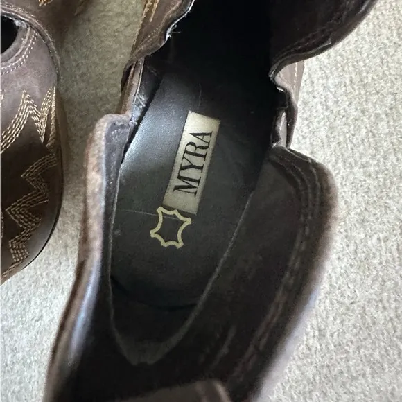 Myra ALBA Roja Western Ankle Boots Coffee ~ 10