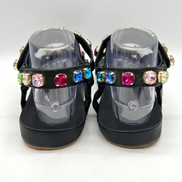 MYSTIQUE X STEPHANIE GOTTLIEB Brazil Jewel Sandal Women 9 Black Rainbow Strappy