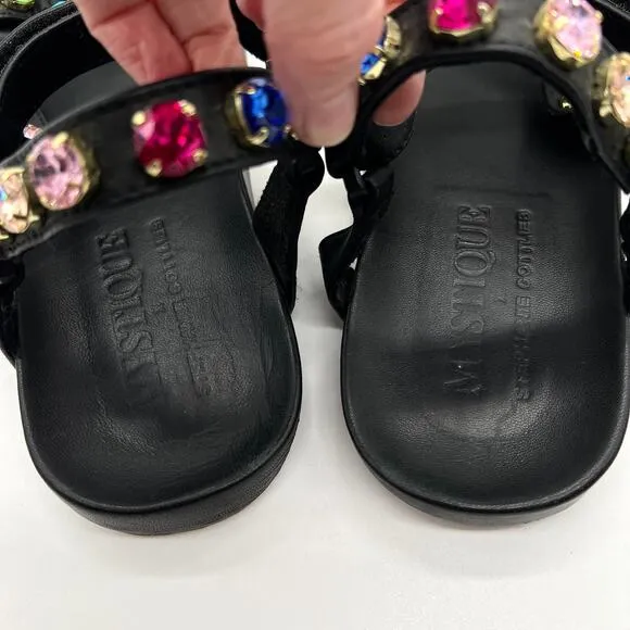 MYSTIQUE X STEPHANIE GOTTLIEB Brazil Jewel Sandal Women 9 Black Rainbow Strappy