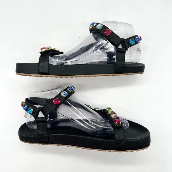 MYSTIQUE X STEPHANIE GOTTLIEB Brazil Jewel Sandal Women 9 Black Rainbow Strappy