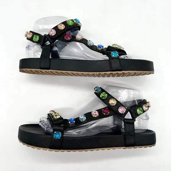 MYSTIQUE X STEPHANIE GOTTLIEB Brazil Jewel Sandal Women 9 Black Rainbow Strappy