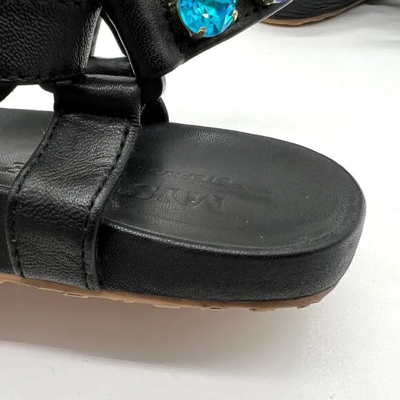 MYSTIQUE X STEPHANIE GOTTLIEB Brazil Jewel Sandal Women 9 Black Rainbow Strappy