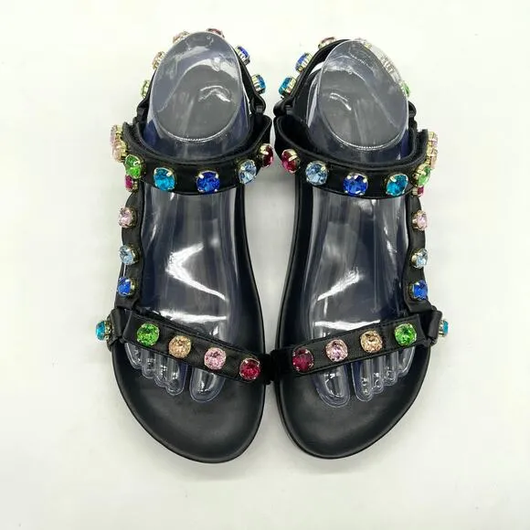 MYSTIQUE X STEPHANIE GOTTLIEB Brazil Jewel Sandal Women 9 Black Rainbow Strappy